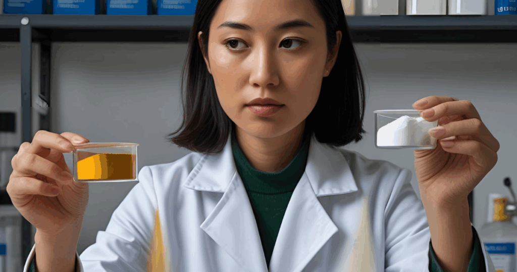 賞味期限設定に悩み原料を取り扱う女性